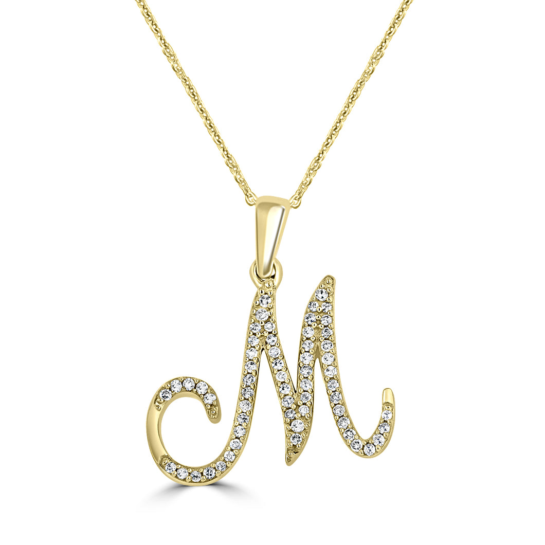 Script M Diamond Pendant