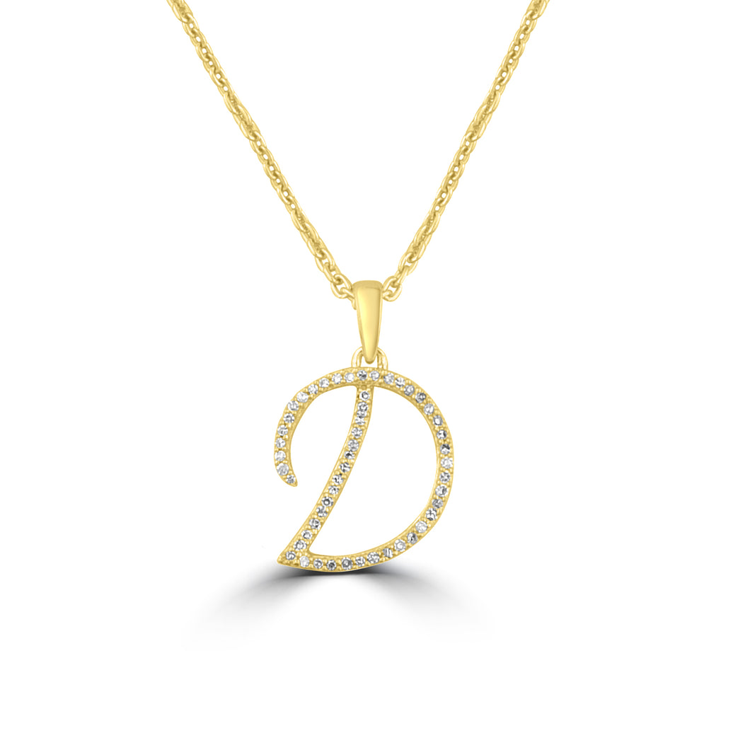 Script D Diamond Pendant