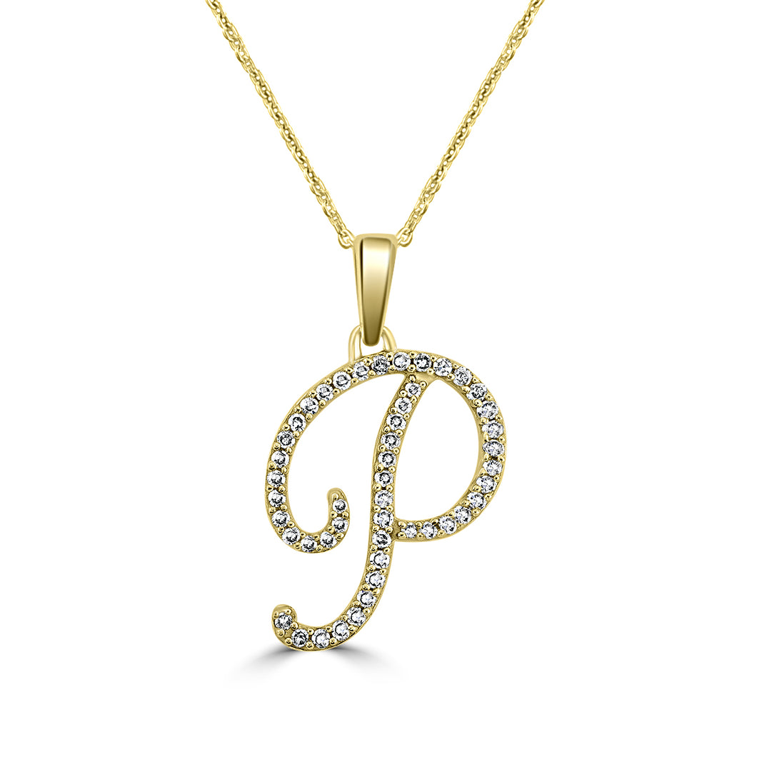 Script P Diamond Pendant