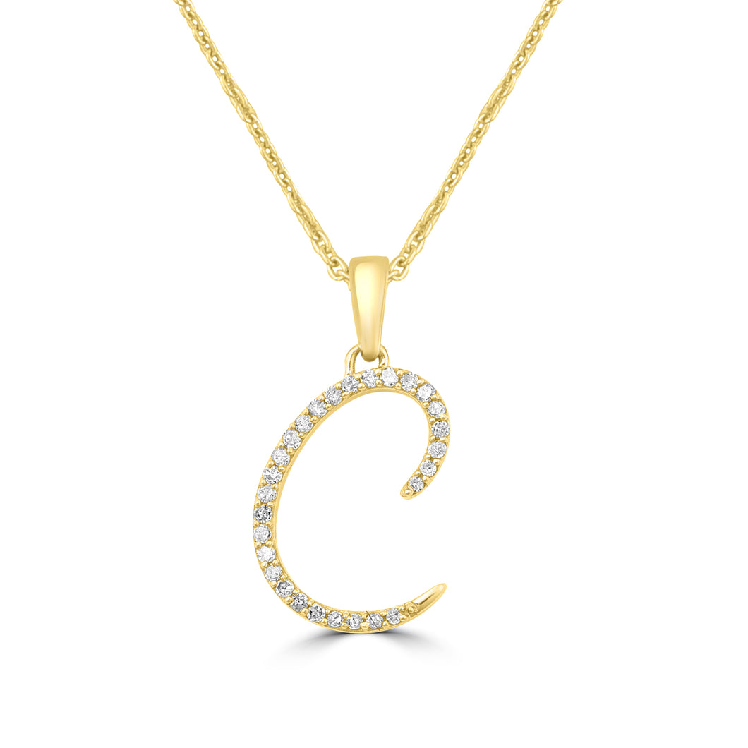 Script C Diamond Pendant