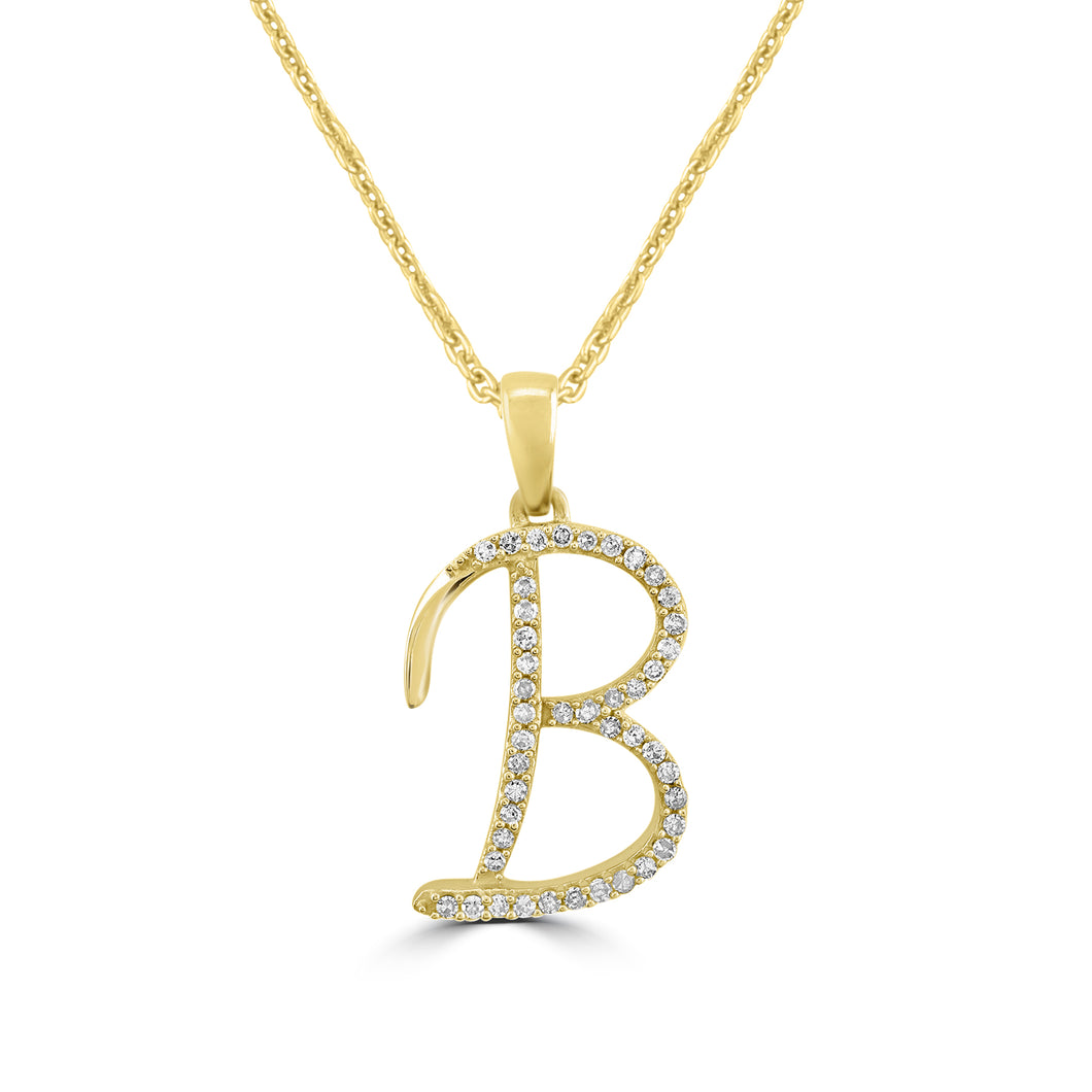 Script B Diamond Pendant