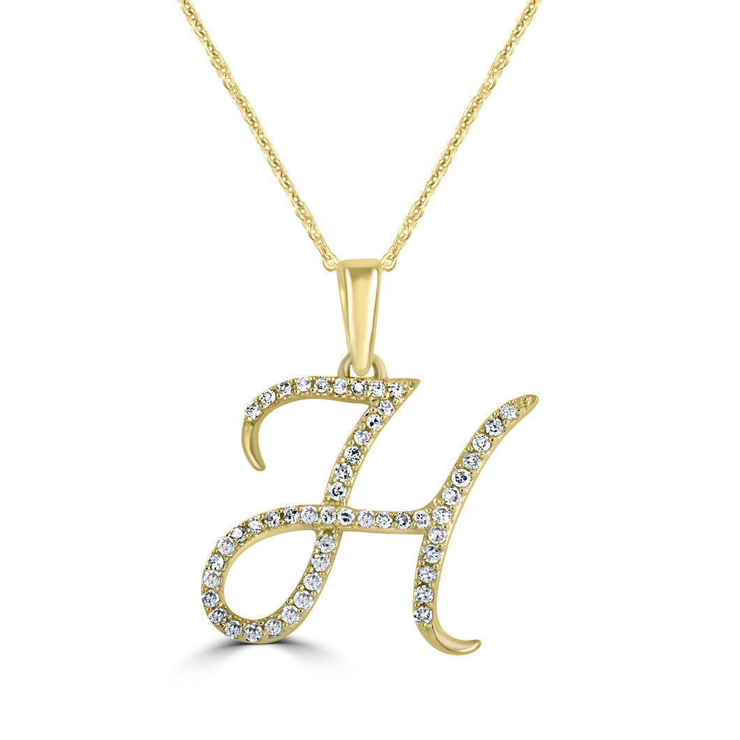 Script H Diamond Pendant