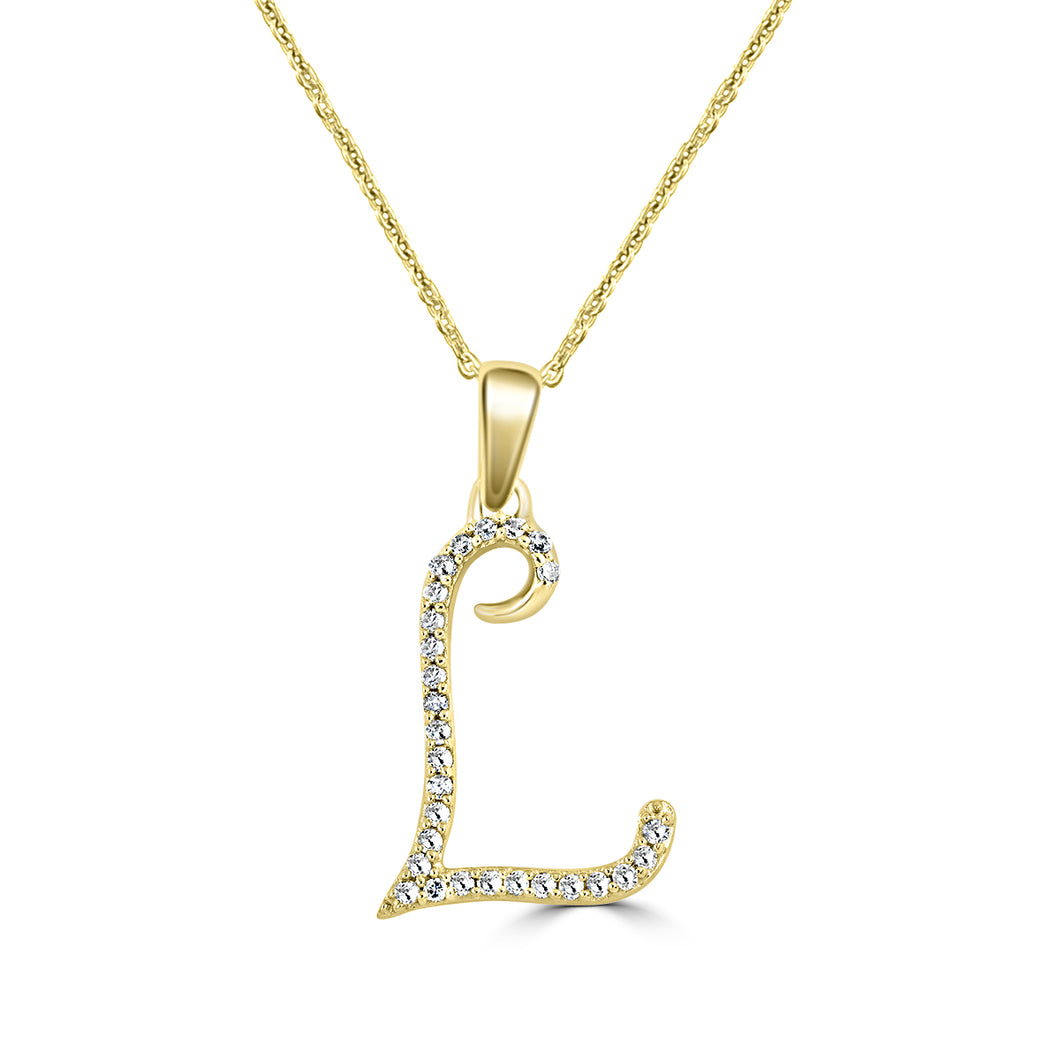 Script L Diamond Pendant