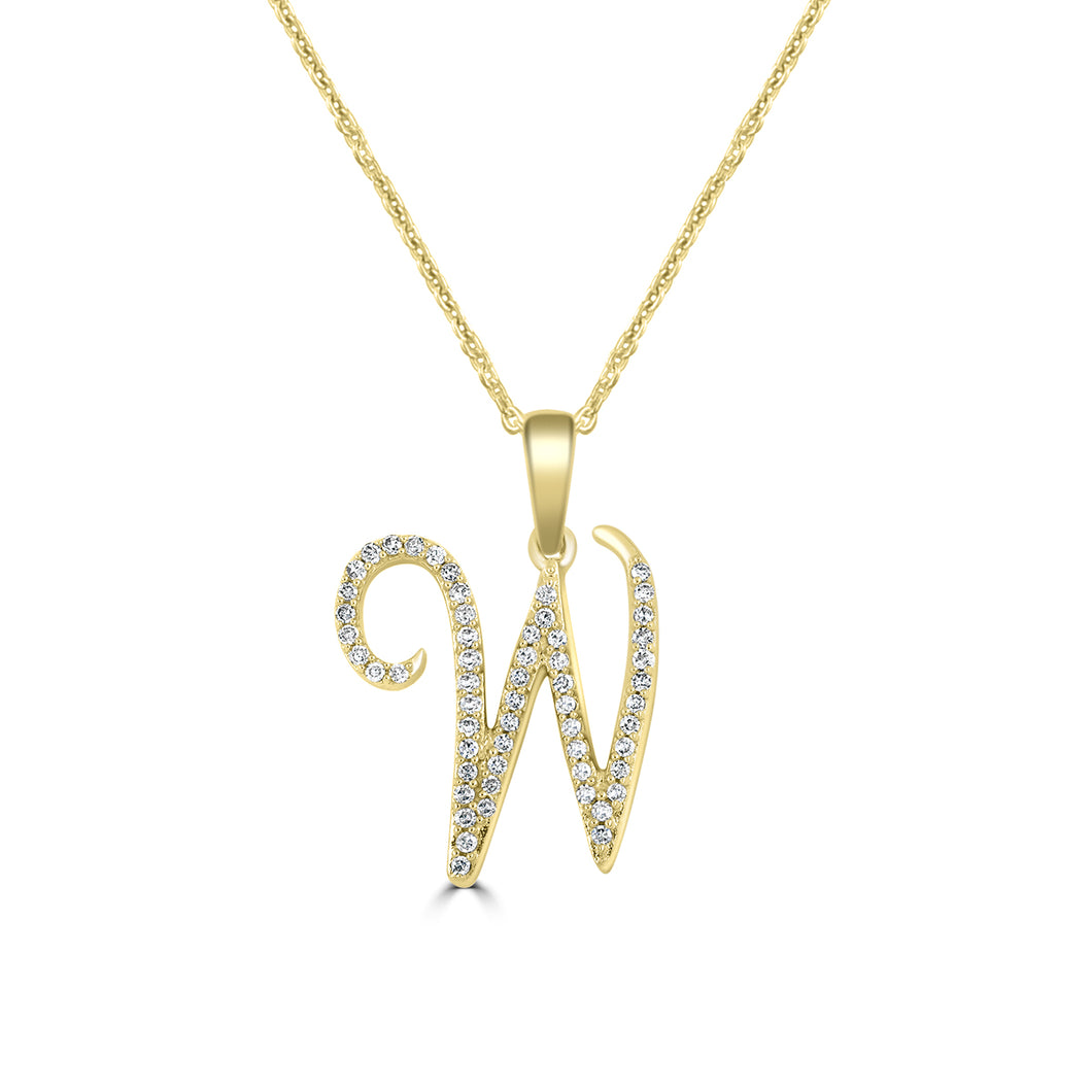 Script W Diamond Pendant