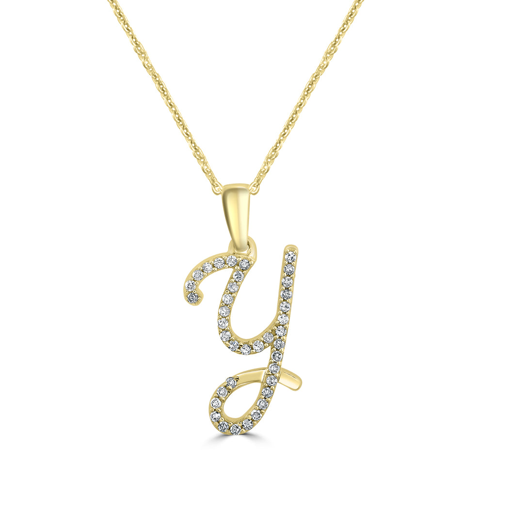 Script Y Diamond Pendant