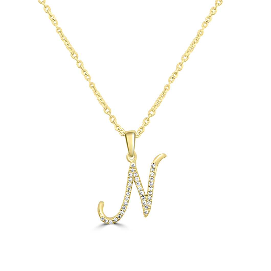 Script N Diamond Pendant