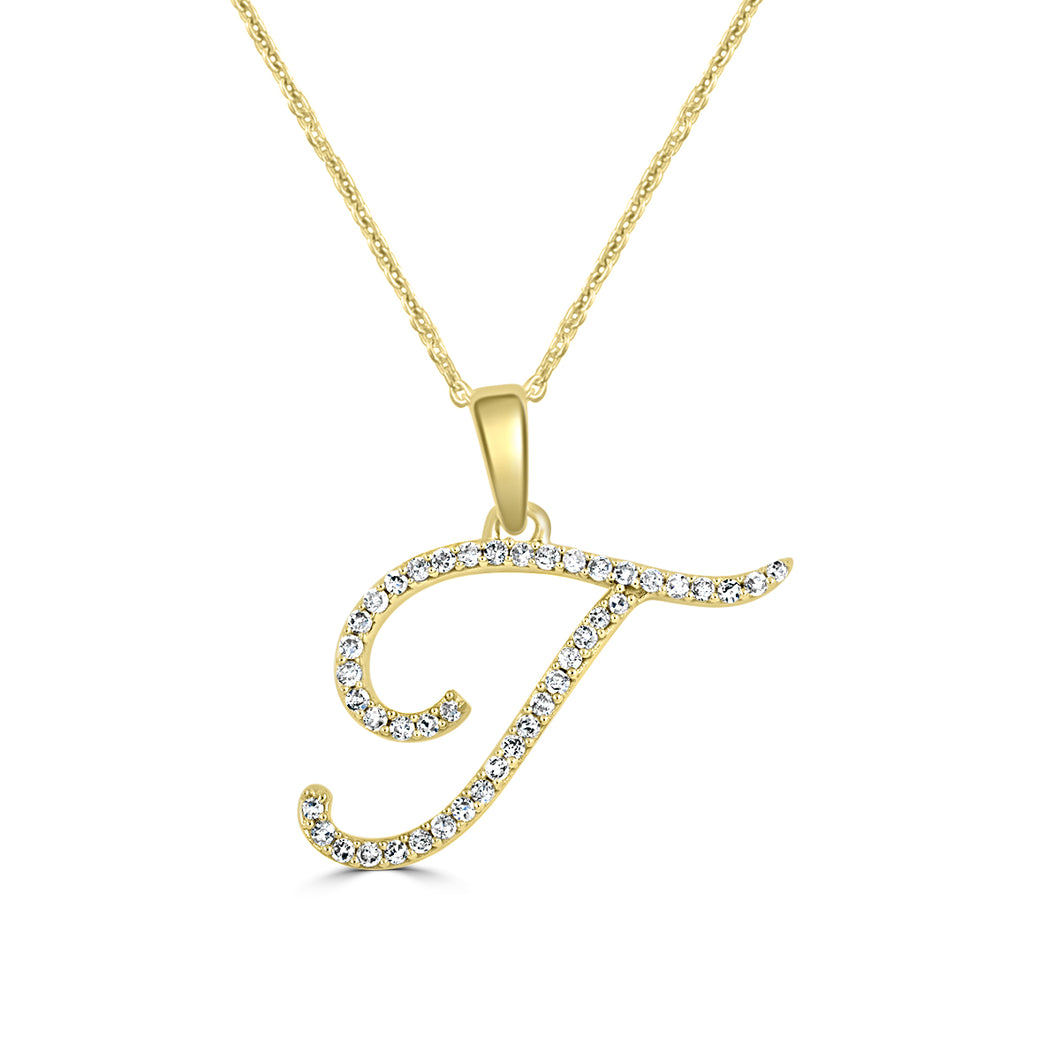 Script T Diamond Pendant