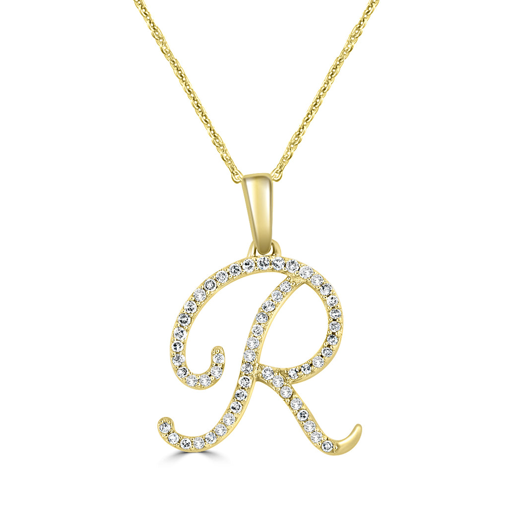 Script R Diamond Pendant