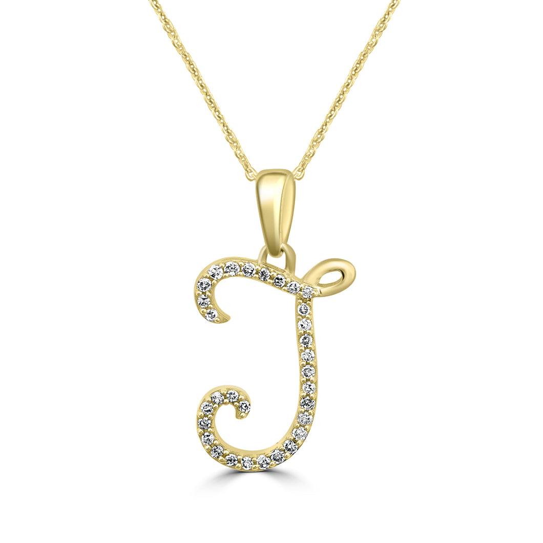 Script J Diamond Pendant